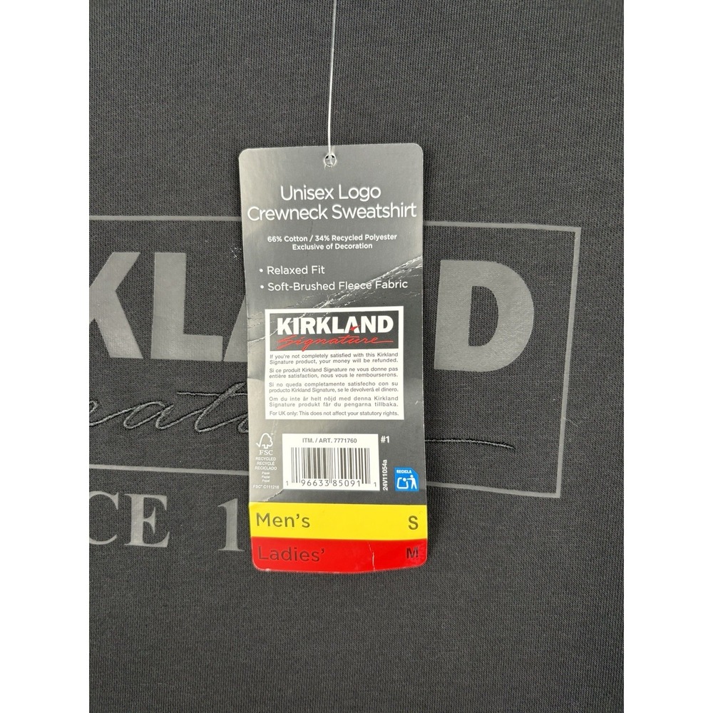 Kirkland Unisex Logo Fleece Crewneck Sweatshirt for Men's S Women's M - Picture 3 of 9